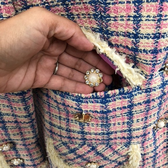 Marc Jacobs The Tweed Jacket Blazer Womens 10 Ivory Plaid Business Career - Picture 3 of 16